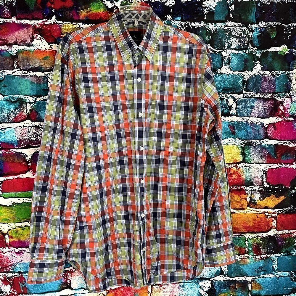 1930 Tailorbyrd Collection Plaid Button Down Long sleeve Shirt Medium
